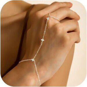 Gold Silver Plated Ring Bracelet - SL-clover hand chain